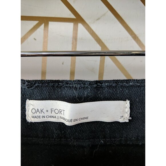 Oak Fort Women's Black High Waisted Jeans Raw Hem Size 25 - Picture 5 of 9